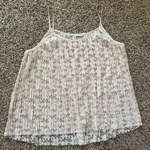 Zara B/W Collection Accordion Pleated Lace Tank Top